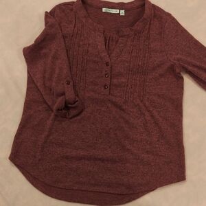 Notations Maroon Button-Up Blouse